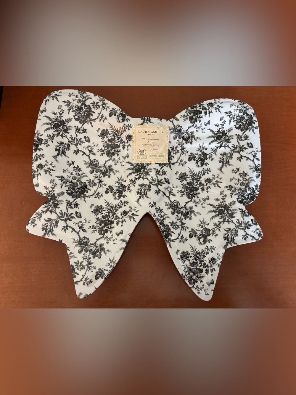 Laura Ashley Black and White Floral Butterfly Platter